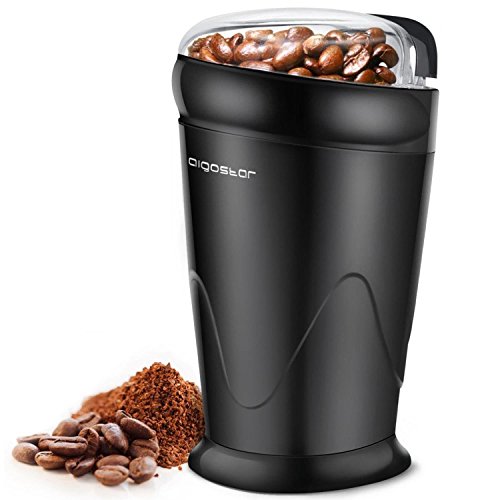 Aigostar Breath 30CFR - Moulin compact pour café, épices, graines ou grains, capacité 60 gr, lames en acier inoxydable avec lames anti-usure. Sans BPA. Design exclusif.