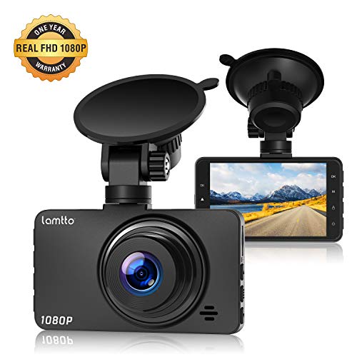 Lamtto Car Camera 1080P Full HD Dash Cam 3 pouces LCD Drive Recorder 170°Angle avec WDR, G-Sensor, Motion Detection, Loop Recording, Parking Monitor